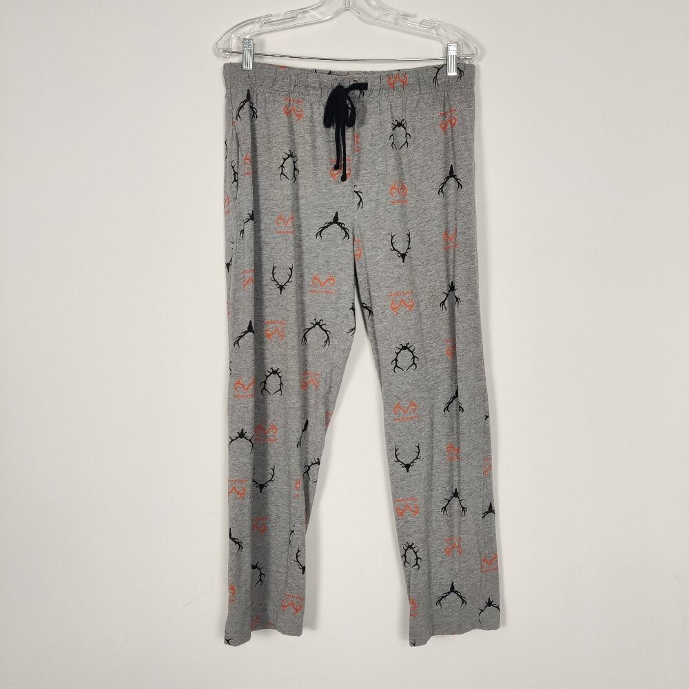 Realtree Men's Pajama Bottom Size M Gray Cotton Viscose Sleepwear Logo Print